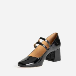 Babies à talon noire cuir verni