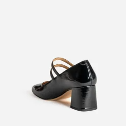 Babies à talon noire cuir verni