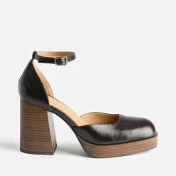 Babies chocolat à plateforme et décolleté carré