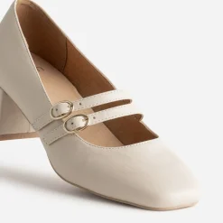 Babies écru brides fines à talon