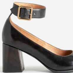 Babies marron foncé à talon