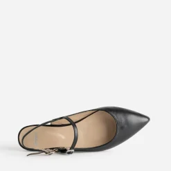 Babies slingback noire cuir bout pointu
