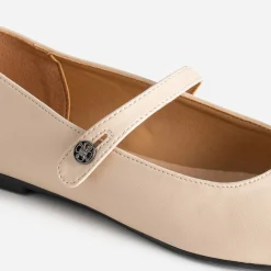 Ballerine beige bout noir à bride