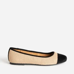 Ballerine beige tressée bout noir