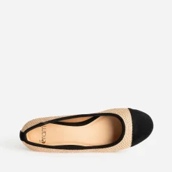 Ballerine beige tressée bout noir