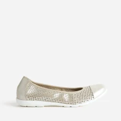 Ballerine CAPRICE dorée élastiquée en cuir perforé