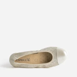 Ballerine CAPRICE dorée élastiquée en cuir perforé