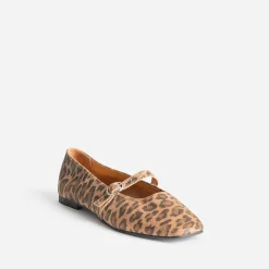 Ballerine marron cuir imprimé léopard