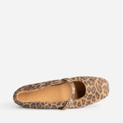 Ballerine marron cuir imprimé léopard