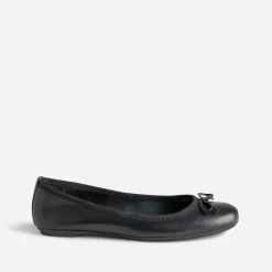 Ballerine noire en cuir avec noeud