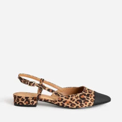 Ballerine slingback beige effet léopard