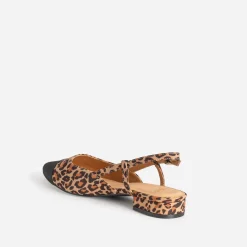 Ballerine slingback beige effet léopard