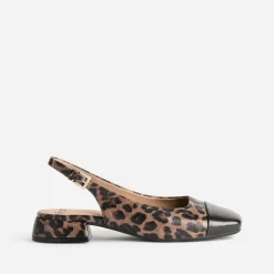 Ballerine slingback marron motif léopard