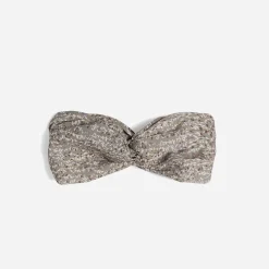 Bandeau vert sauge imprimé floral à rayures dorées