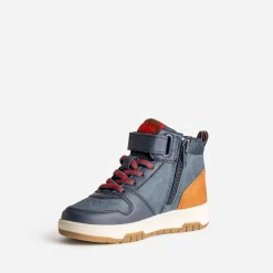 Basket BUGGY marine lacet rayé rouge