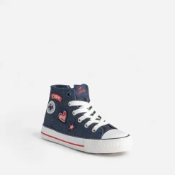 Basket CHIPIE en jean brut pailleté avec patchs