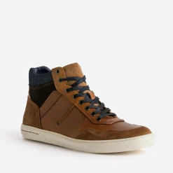 Basket cognac cuir à découpes