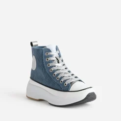 Basket KAPORAL bleue velours côtelé à plateforme