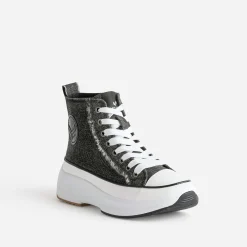 Basket KAPORAL grise denim strassé à plateforme