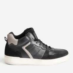 Basket montante noire et grise en cuir