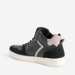 Basket montante noire et grise en cuir