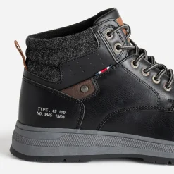 Basket noir et textile chiné