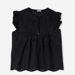 Blouse TEXTO noire broderies anglaises