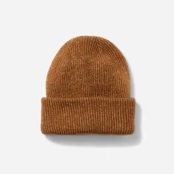 Bonnet camel en maille côtelée à revers