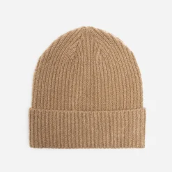 Bonnet camel tricot à revers