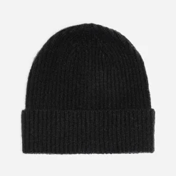 Bonnet noir tricot à revers