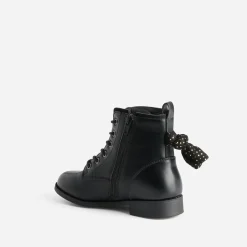 Boots à lacet BUGGY noir avec nœud-pois