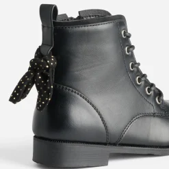 Boots à lacet BUGGY noir avec nœud-pois