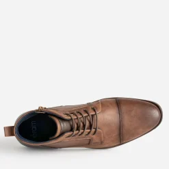 Boots à lacet camel bout droit