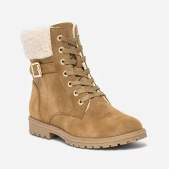 Boots à lacet camel fourré
