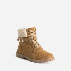 Boots à lacet camel suédé fourré
