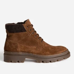 Boots à lacet cognac cuir velours