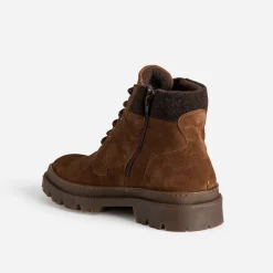 Boots à lacet cognac cuir velours