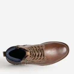 Boots à lacet cognac double zip