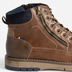 Boots à lacet cognac double zip