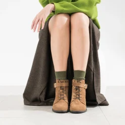 Boots à lacet ERAM FLEX camel cuir velours