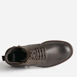 Boots à lacet marron en cuir à semelle cranté