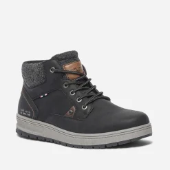 Boots à lacet noir avec col textile