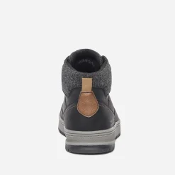 Boots à lacet noir avec col textile