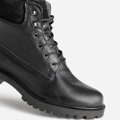 Boots à lacet noir cuir fourré