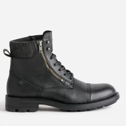 Boots à lacet noir en cuir