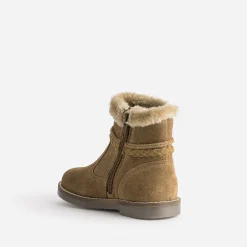 Boots BUGGY camel en cuir velours bord fourré