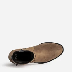 Boots camel cuir velours avec boucle