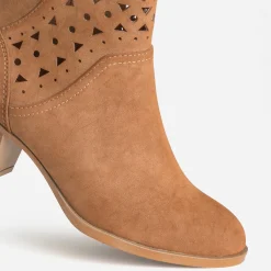 Boots camel suédé détails perforés