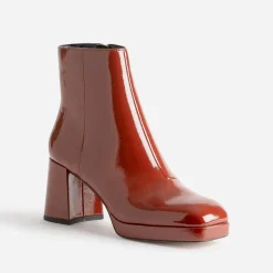 Boots camel verni éco-conçu à plateforme