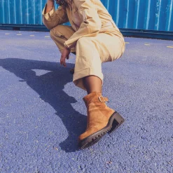 Boots éco-conçu camel à semelle crantée